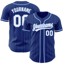 Load image into Gallery viewer, Custom Royal White Pinstripe Light Blue Authentic Baseball Jersey