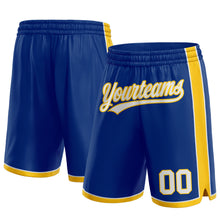 Load image into Gallery viewer, Custom Royal White-Yellow Authentic Basketball Shorts