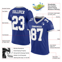 Load image into Gallery viewer, Custom Royal White-Gray Mesh Authentic Football Jersey