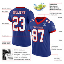 Load image into Gallery viewer, Custom Royal White-Red Mesh Authentic Football Jersey