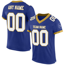Load image into Gallery viewer, Custom Royal White-Old Gold Mesh Authentic Football Jersey