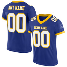 Load image into Gallery viewer, Custom Royal White-Gold Mesh Authentic Football Jersey