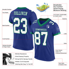 Load image into Gallery viewer, Custom Royal White-Kelly Green Mesh Authentic Football Jersey