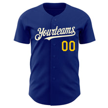 Load image into Gallery viewer, Custom Royal Yellow-Cream Authentic Baseball Jersey