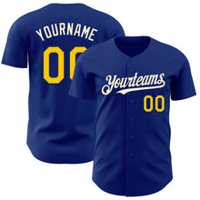 Load image into Gallery viewer, Custom Royal Yellow-Cream Authentic Baseball Jersey