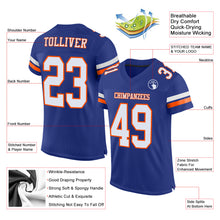 Load image into Gallery viewer, Custom Royal White-Orange Mesh Authentic Football Jersey