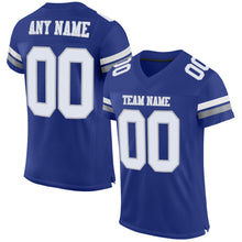 Load image into Gallery viewer, Custom Royal White-Gray Mesh Authentic Football Jersey