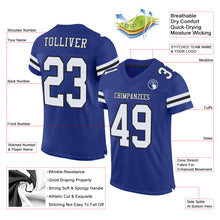 Load image into Gallery viewer, Custom Royal White-Black Mesh Authentic Football Jersey