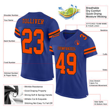 Load image into Gallery viewer, Custom Royal Orange-Black Mesh Authentic Football Jersey