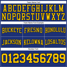 Load image into Gallery viewer, Custom Stitched Royal Yellow-Black Football Pullover Sweatshirt Hoodie