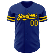 Load image into Gallery viewer, Custom Royal Yellow-Black Authentic Baseball Jersey