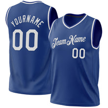 Load image into Gallery viewer, Custom Royal White Authentic Throwback Basketball Jersey