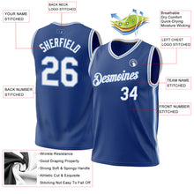 Load image into Gallery viewer, Custom Royal White-Light Blue Authentic Throwback Basketball Jersey