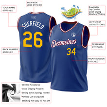 Load image into Gallery viewer, Custom Royal Gold-Maroon Authentic Throwback Basketball Jersey