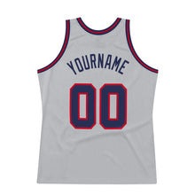 Load image into Gallery viewer, Custom Gray Navy-Red Authentic Throwback Basketball Jersey