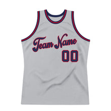 Load image into Gallery viewer, Custom Gray Navy-Red Authentic Throwback Basketball Jersey