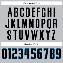 Load image into Gallery viewer, Custom Gray Black Pinstripe Black-Blue Authentic Basketball Jersey