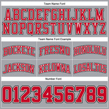 Load image into Gallery viewer, Custom Gray Black Pinstripe Red-White Authentic Basketball Shorts