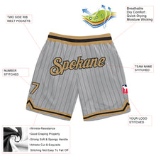 Load image into Gallery viewer, Custom Gray Black Pinstripe Old Gold-Black Authentic Basketball Shorts