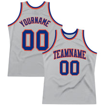 Load image into Gallery viewer, Custom Gray Royal-Orange Authentic Throwback Basketball Jersey