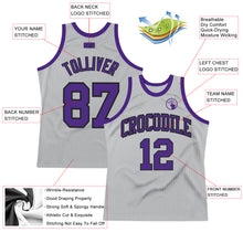 Load image into Gallery viewer, Custom Gray Purple-Black Authentic Throwback Basketball Jersey