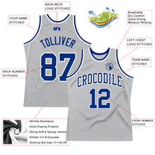 Load image into Gallery viewer, Custom Gray Royal-White Authentic Throwback Basketball Jersey