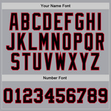 Load image into Gallery viewer, Custom Gray Black-Red Authentic Throwback Basketball Jersey