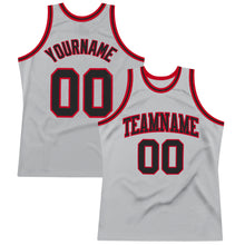 Load image into Gallery viewer, Custom Gray Black-Red Authentic Throwback Basketball Jersey