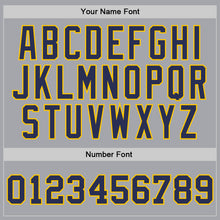 Load image into Gallery viewer, Custom Gray Navy-Gold Authentic Throwback Basketball Jersey