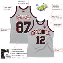 Load image into Gallery viewer, Custom Gray Black-Maroon Authentic Throwback Basketball Jersey