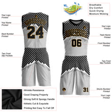 Load image into Gallery viewer, Custom Gray Black-Old Gold Round Neck Sublimation Basketball Suit Jersey