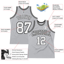 Load image into Gallery viewer, Custom Gray White-Black Authentic Throwback Basketball Jersey