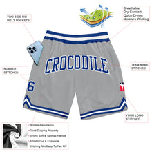 Load image into Gallery viewer, Custom Gray Royal-White Authentic Throwback Basketball Shorts