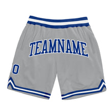 Load image into Gallery viewer, Custom Gray Royal-White Authentic Throwback Basketball Shorts