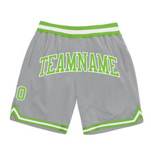 Load image into Gallery viewer, Custom Gray Neon Green-White Authentic Throwback Basketball Shorts