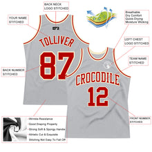Load image into Gallery viewer, Custom Gray Red-Cream Authentic Throwback Basketball Jersey