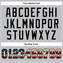 Load image into Gallery viewer, Custom Gray Vintage USA Flag-Black Authentic Throwback Basketball Jersey