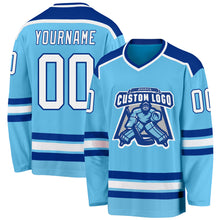 Load image into Gallery viewer, Custom Sky Blue White-Royal Hockey Jersey