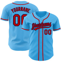 Load image into Gallery viewer, Custom Sky Blue Red-Navy Authentic Baseball Jersey