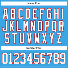 Load image into Gallery viewer, Custom Sky Blue White-Red Hockey Lace Neck Jersey