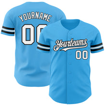 Load image into Gallery viewer, Custom Sky Blue White-Black Authentic Baseball Jersey