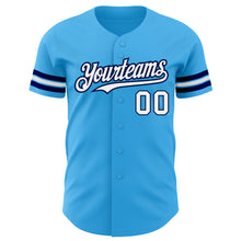 Load image into Gallery viewer, Custom Sky Blue White-Navy Authentic Baseball Jersey