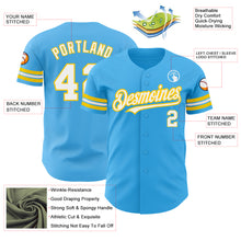Load image into Gallery viewer, Custom Sky Blue White-Yellow Authentic Baseball Jersey