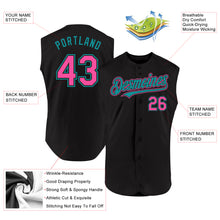 Load image into Gallery viewer, Custom Black Pink-Teal Authentic Sleeveless Baseball Jersey