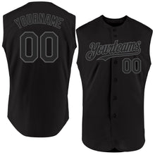 Load image into Gallery viewer, Custom Black Steel Gray Authentic Sleeveless Baseball Jersey