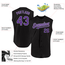 Load image into Gallery viewer, Custom Black Purple-Gray Authentic Sleeveless Baseball Jersey