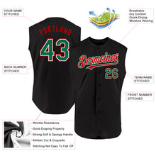 Load image into Gallery viewer, Custom Black Kelly Green-Red Authentic Sleeveless Baseball Jersey