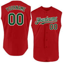Load image into Gallery viewer, Custom Red Green-White Authentic Sleeveless Baseball Jersey