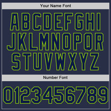 Load image into Gallery viewer, Custom Navy Neon Green Authentic Sleeveless Baseball Jersey