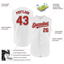 Load image into Gallery viewer, Custom White Red-Black Authentic Sleeveless Baseball Jersey